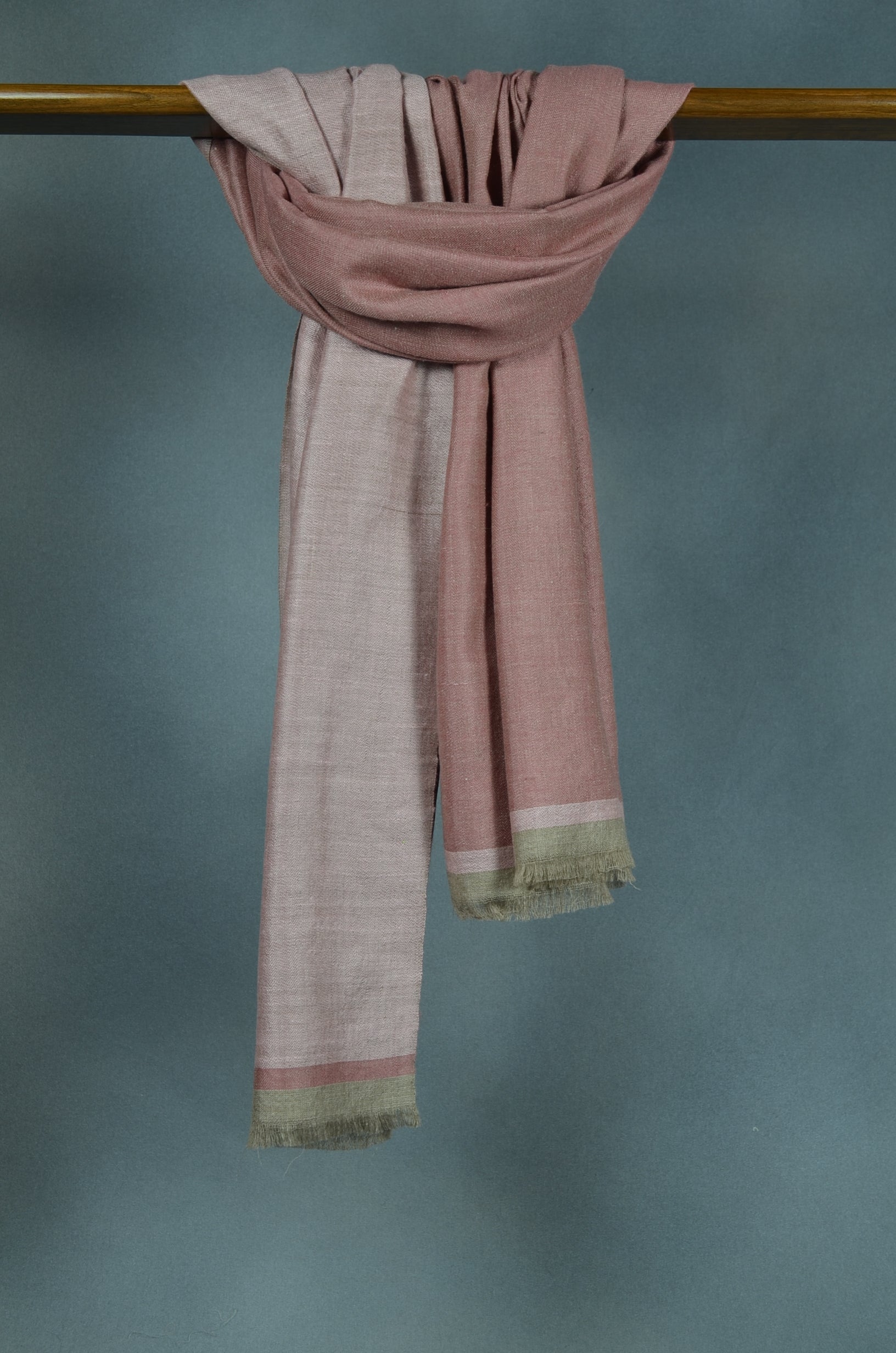 Reversible Amber and Light Pink Handwoven Cashmere Pashmina Shawl