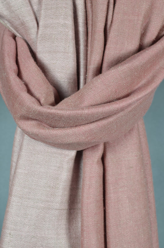 Reversible Amber and Light Pink Handwoven Cashmere Pashmina Shawl