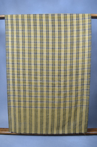 Mustard and Black Check Handwoven Cashmere Pashmina Scarf