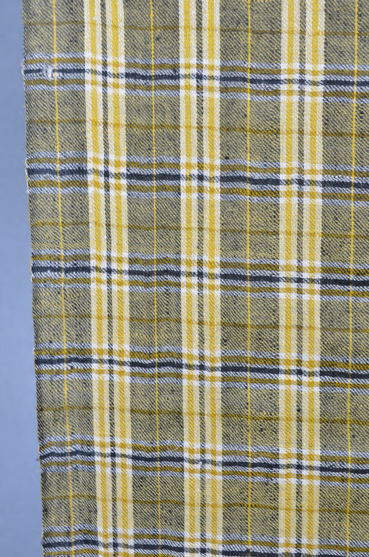 Mustard and Black Check Handwoven Cashmere Pashmina Scarf