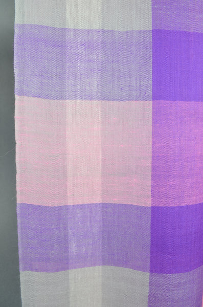 Pink And Purple Check Handwoven Cashmere Pashmina Scarf