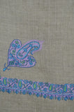Natural Base With Blue Border Embroidery Cashmere Pashmina Shawl