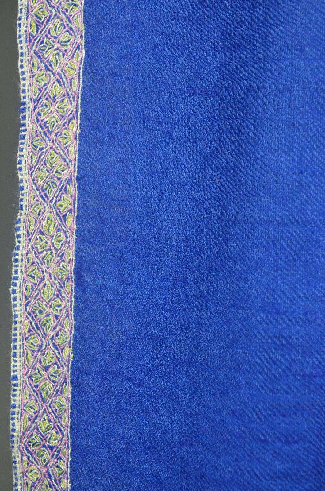 Royal Blue Base With White Color Border Embroidery Cashmere Pashmina Scarf