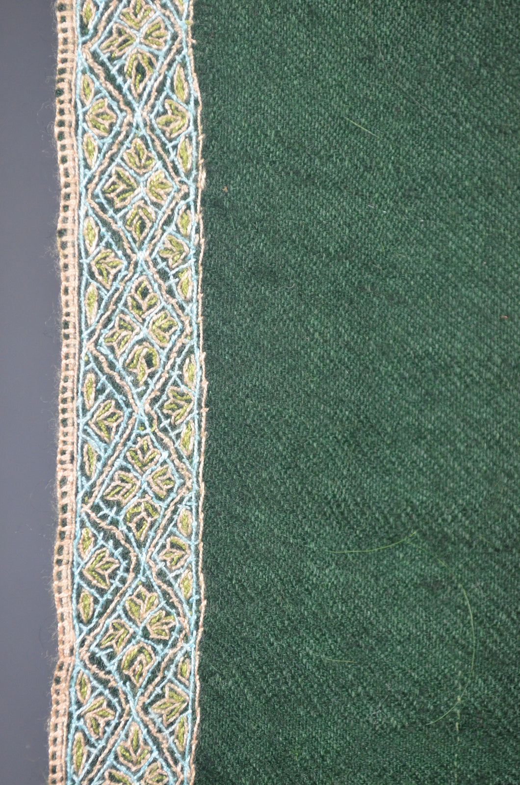 Green Blue Base With White Color Border Embroidery Cashmere Pashmina Scarf