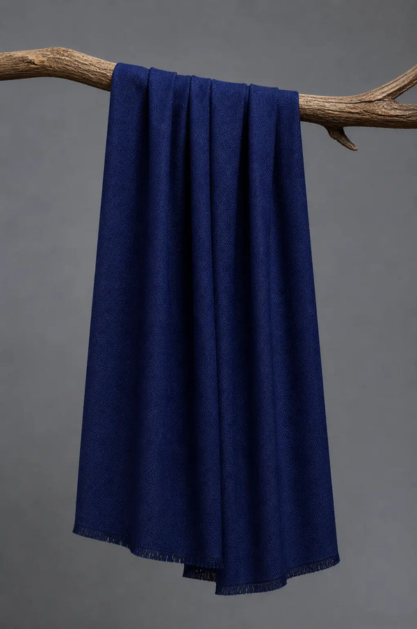 Dark Navy Cashmere Scarf — Pure Kashmir Pashmina | Handwoven in Kashmir — pure plain pashmina shawl from Kashmir