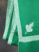 Deep Green Base Border Embroidery Cashmere Pashmina Shawl
