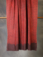 Deep Maroon Jamawar Embroidery Pashmina Shawl