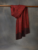 Deep Maroon Jamawar Embroidery Pashmina Shawl
