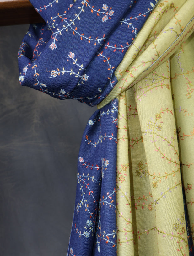 Double Dye Jali Sozni Embroidery Shawl