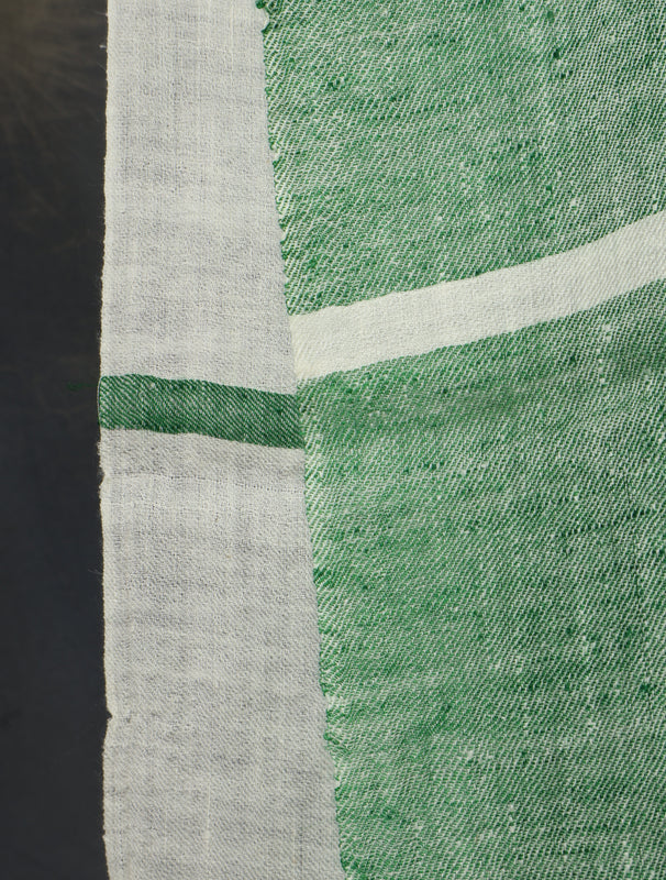 Green And Ivory Plaid Pure Cashmere Pashmina Scarf 