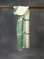 Green And Ivory Plaid Pure Cashmere Pashmina Scarf 