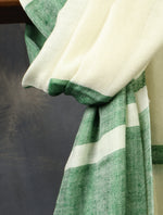 Green And Ivory Plaid Pure Cashmere Pashmina Scarf 