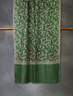 Green Base With Jali Embroidery Pashmina Cashmere Scarf