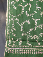 Green Base With Jali Embroidery Pashmina Cashmere Scarf
