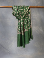 Green Base With Jali Embroidery Pashmina Cashmere Scarf