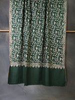 Green Jali Embroidery Cashmere Pashmina Shawl