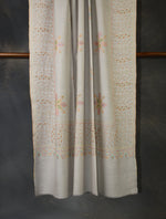 Grey Big Border and Boteh Motif Embroidery Cashmere Pashmina Shawl