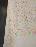 Grey Big Border and Boteh Motif Embroidery Cashmere Pashmina Shawl