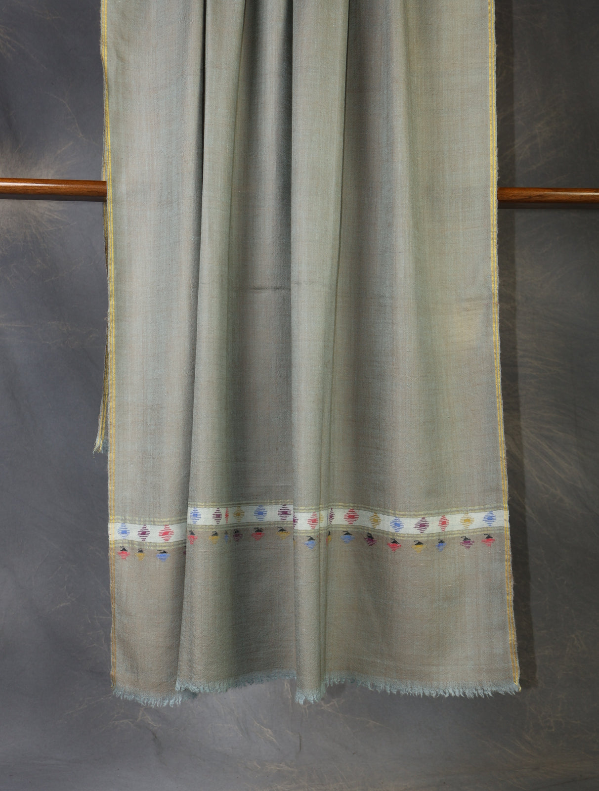 Grey Kani Small Border Pashmina Shawl