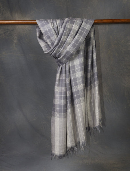 
Grey  Plaid Pure Cashmere Pashmina Shawl
