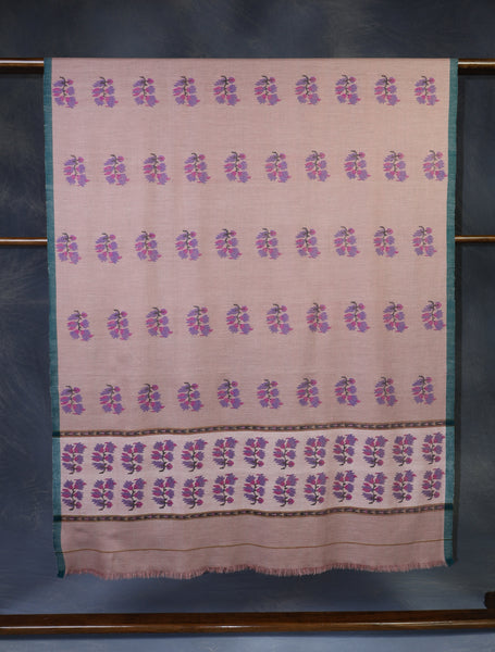 Blush Pink Kani Floral Pashmina Shawl