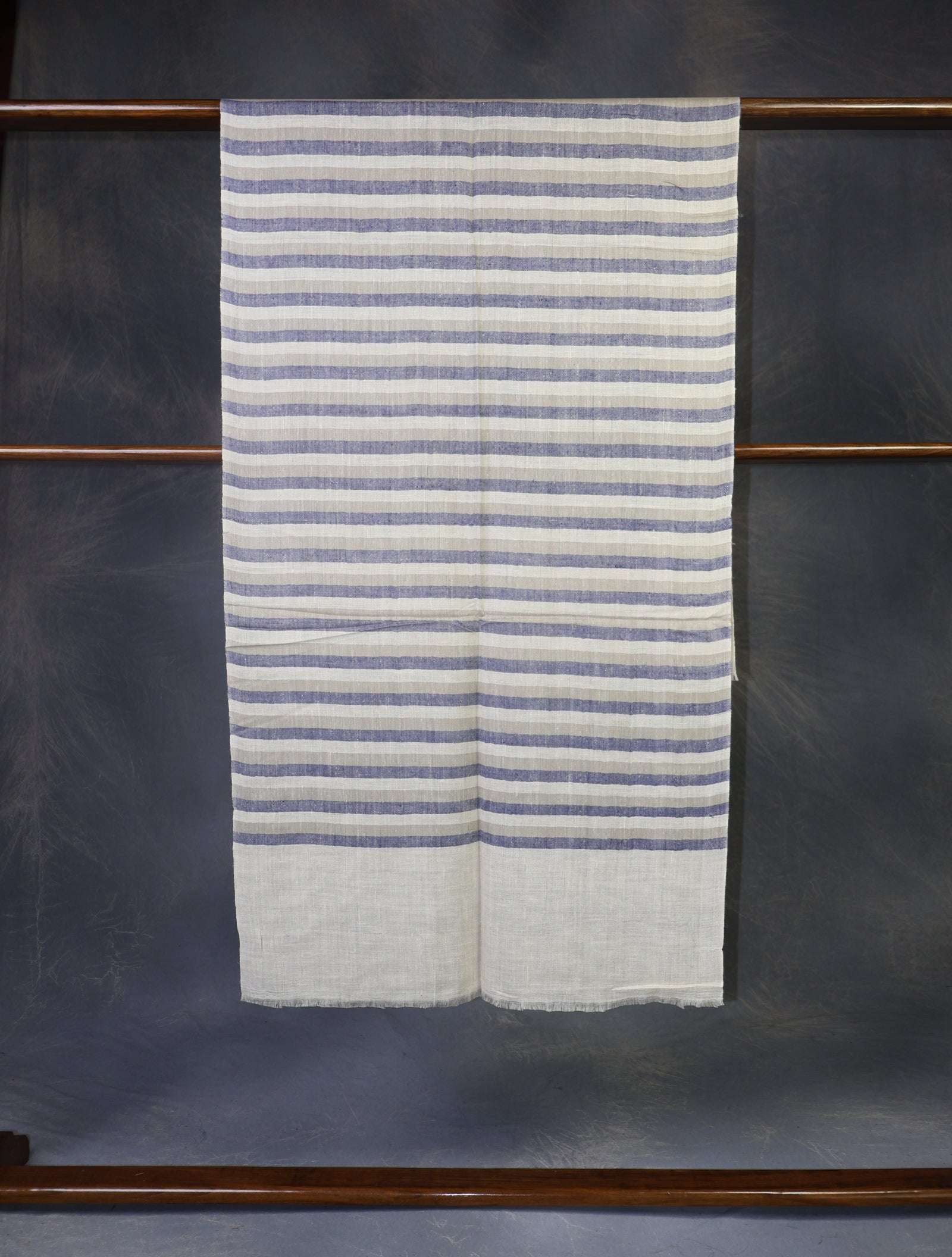 Ivory colour Striped handwoven Cashmere Pashmina Scarf