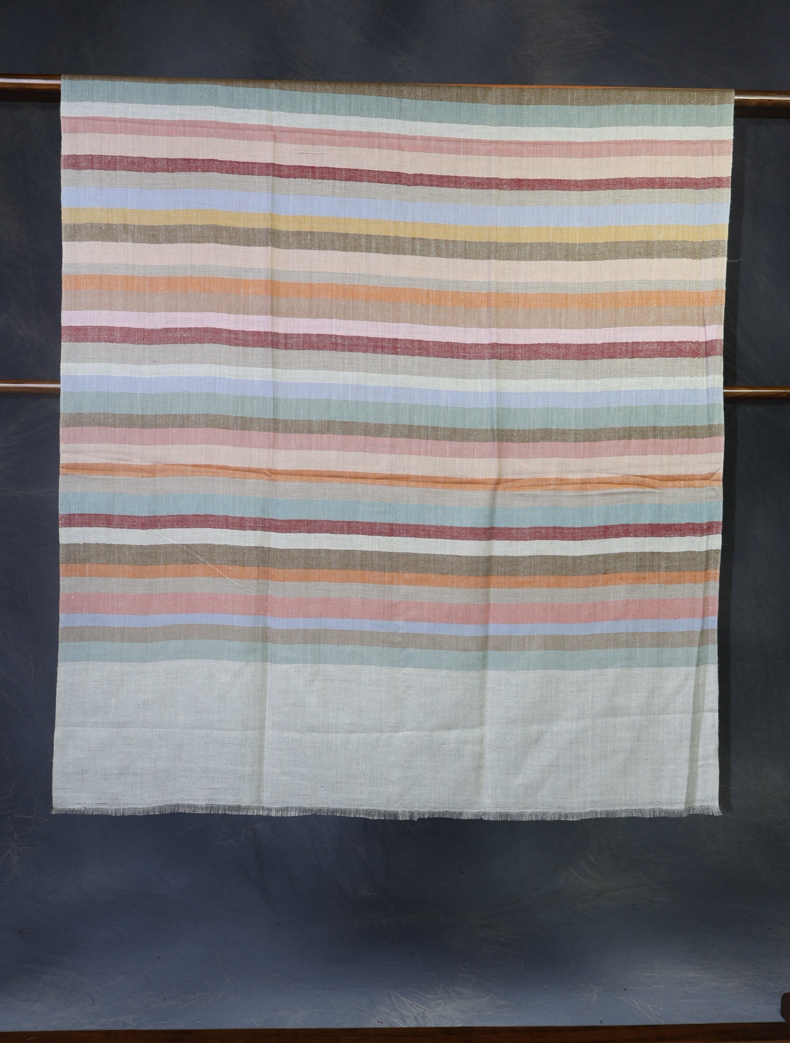 Natural Striped handwoven Cashmere Pashmina Shawl