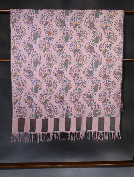 Blush Pink Kani Floral Pashmina Shawl