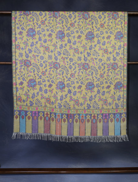 Lemon Kani floral Pashmina Shawl