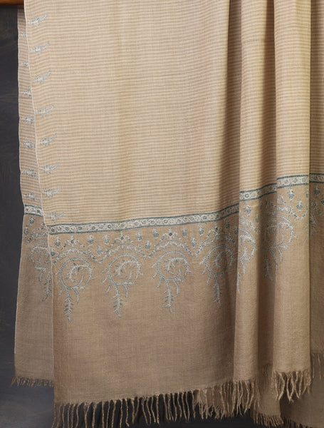 3 yard Natural Striped Embroidery Cashmere Pashmina Shawl