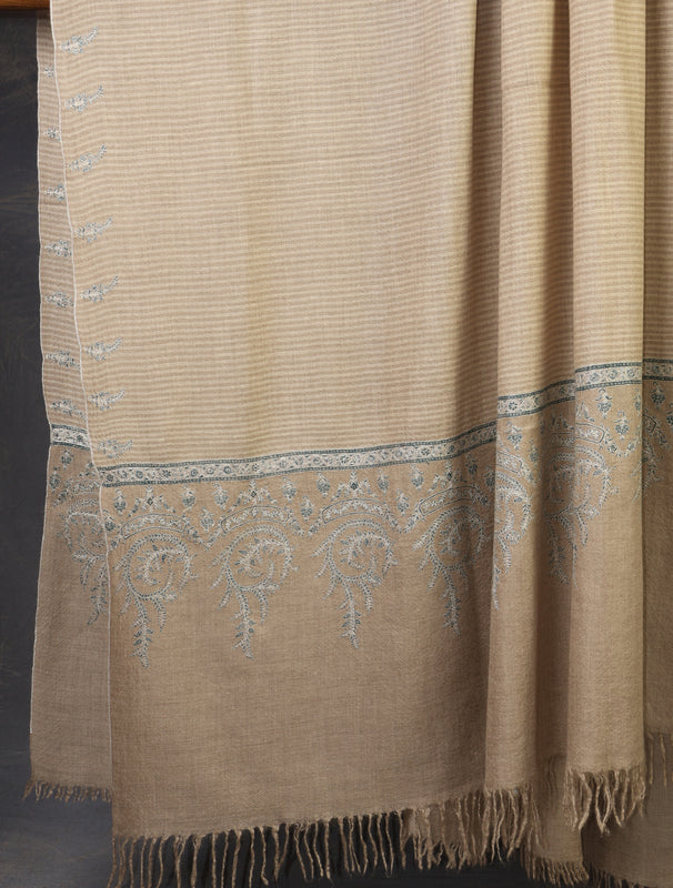 3 yard Natural Striped Embroidery Cashmere Pashmina Shawl