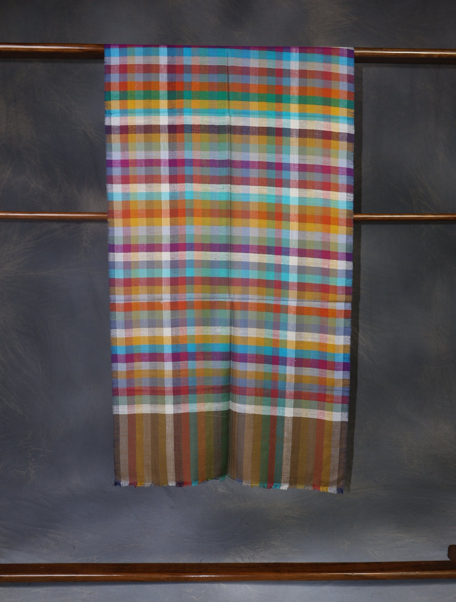 Multi Color Check handwoven Cashmere Pashmina Scarf
