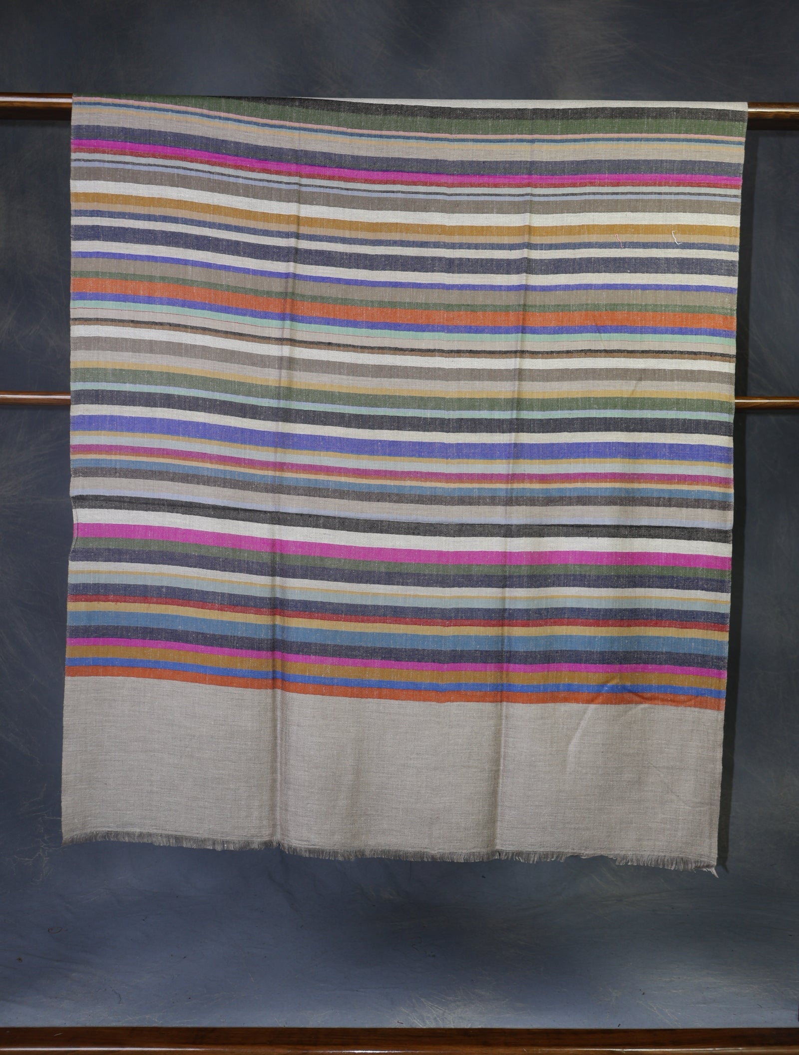 Natural Striped handwoven Cashmere Pashmina Shawl