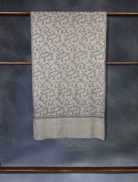 Natural Jali Embroidery Cashmere Pashmina Scarf