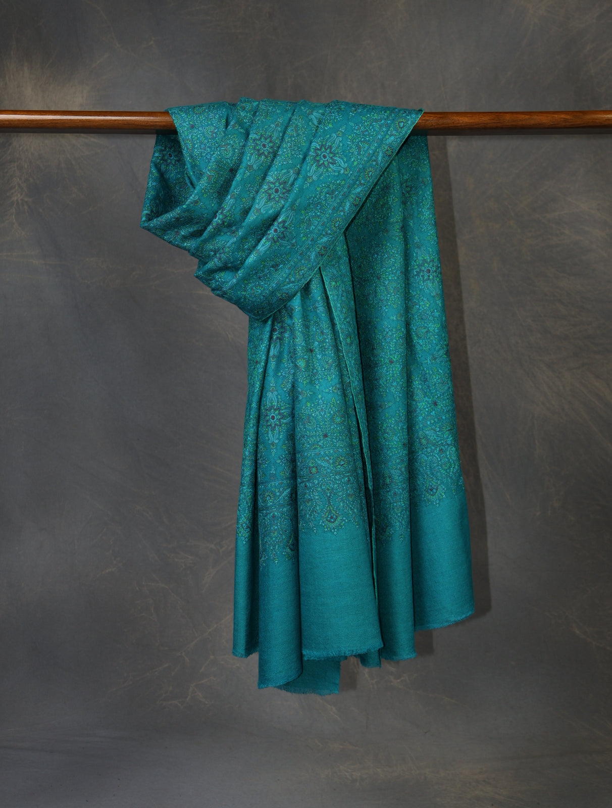 Turquoise Jamawar Embroidery Pashmina Shawl