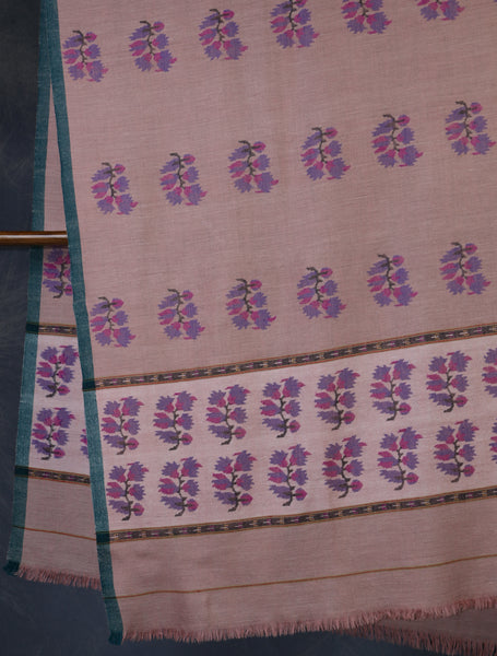Blush Pink Kani Floral Pashmina Shawl