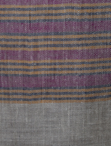 Natural Border Striped Handwoven Cashmere Pashmina Scarf
