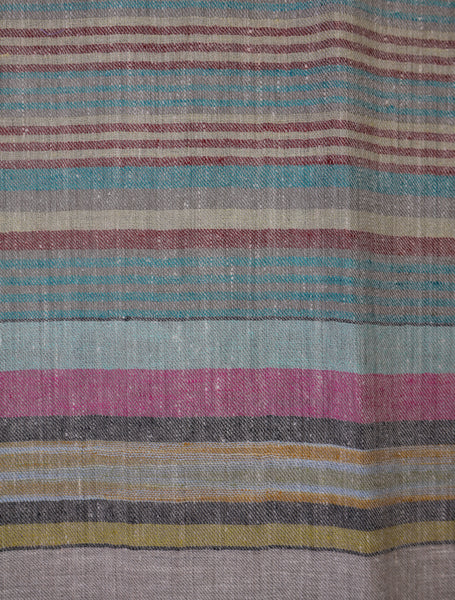 Natural Border Striped Handwoven Cashmere Pashmina Scarf