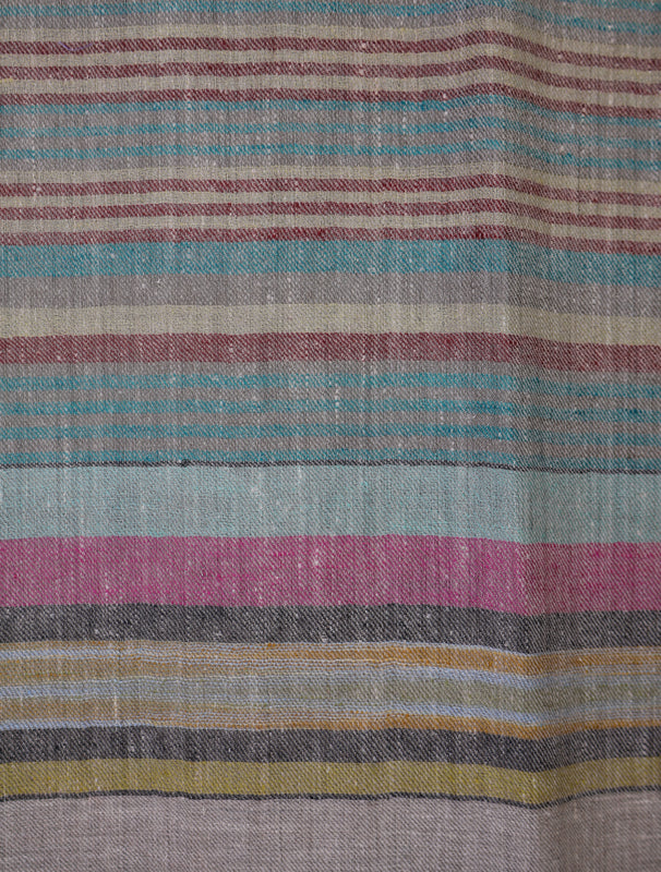 Natural Border Striped Handwoven Cashmere Pashmina Scarf
