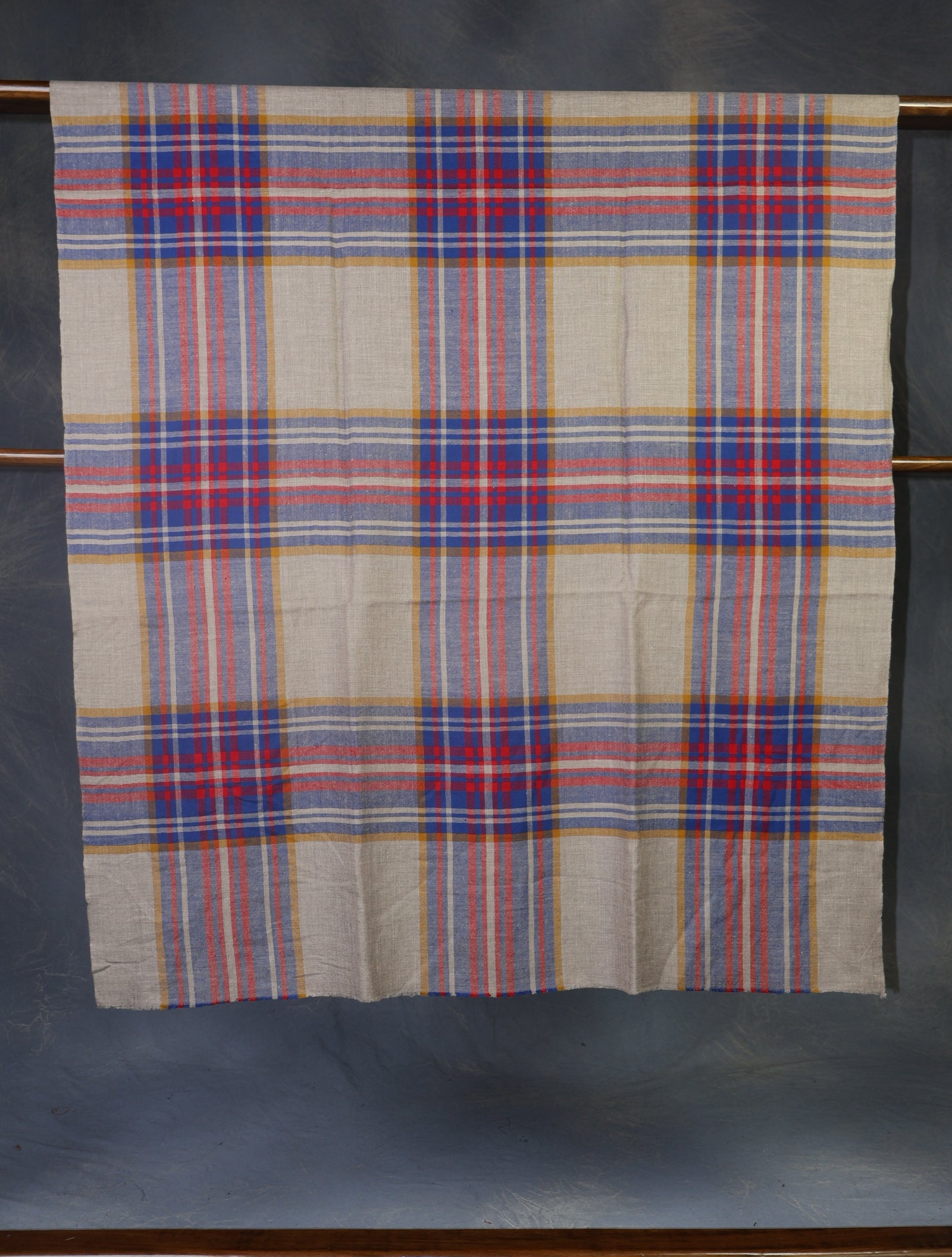 Ivory and Pink Checked handwoven Cashmere Pashmina Shawl