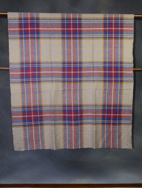 Ivory and Pink Checked handwoven Cashmere Pashmina Shawl