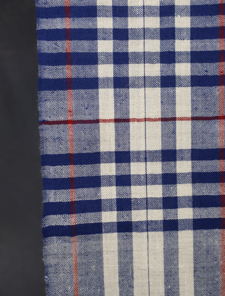 Ivory And Blue Checked Handwoven Cashmere Pashmina Shawl