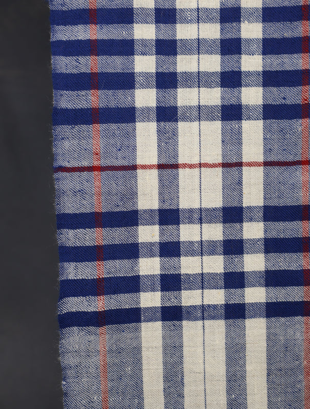 Ivory And Blue Checked Handwoven Cashmere Pashmina Shawl