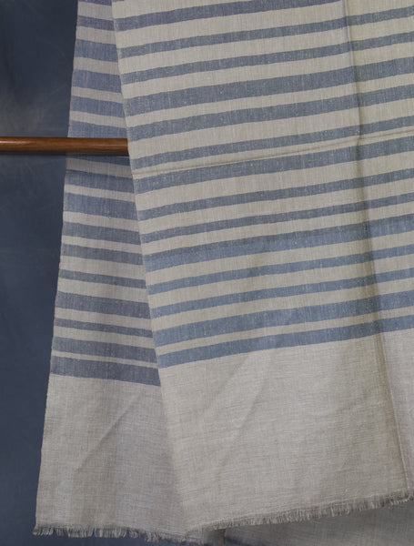 Grey Striped handwoven Cashmere Pashmina Shawl