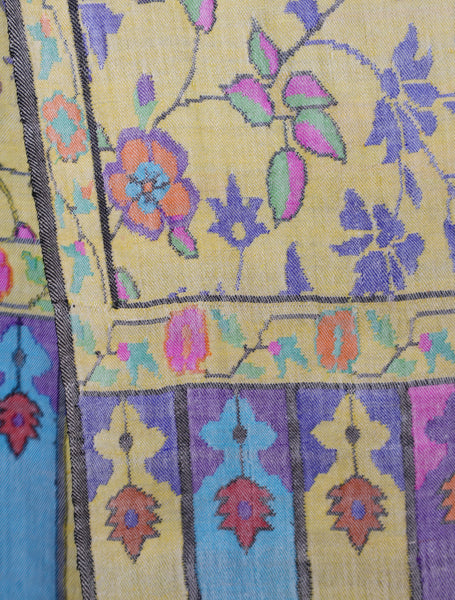 Lemon Kani floral Pashmina Shawl