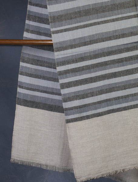 Natural Ivory Striped handwoven Cashmere Pashmina Shawl