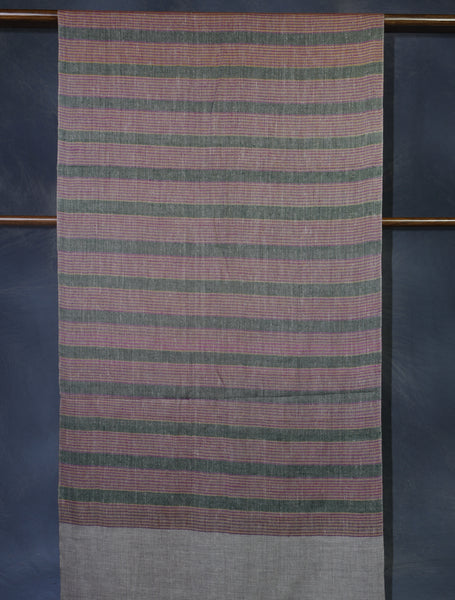 Natural Border Striped Handwoven Cashmere Pashmina Scarf