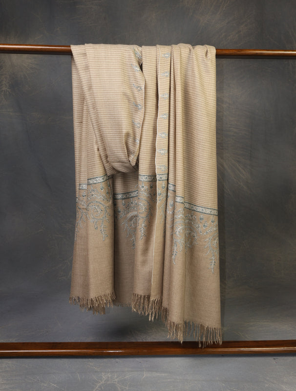 3 yard Natural Striped Embroidery Cashmere Pashmina Shawl