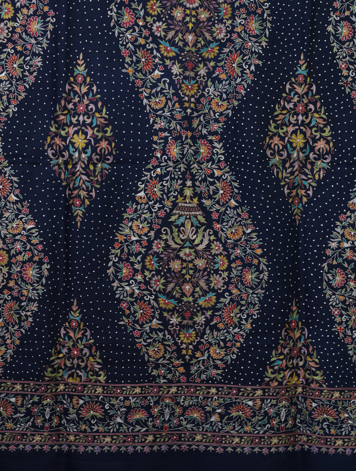 Navy Blue Multicolor Kalamkari Pashmina Shawl