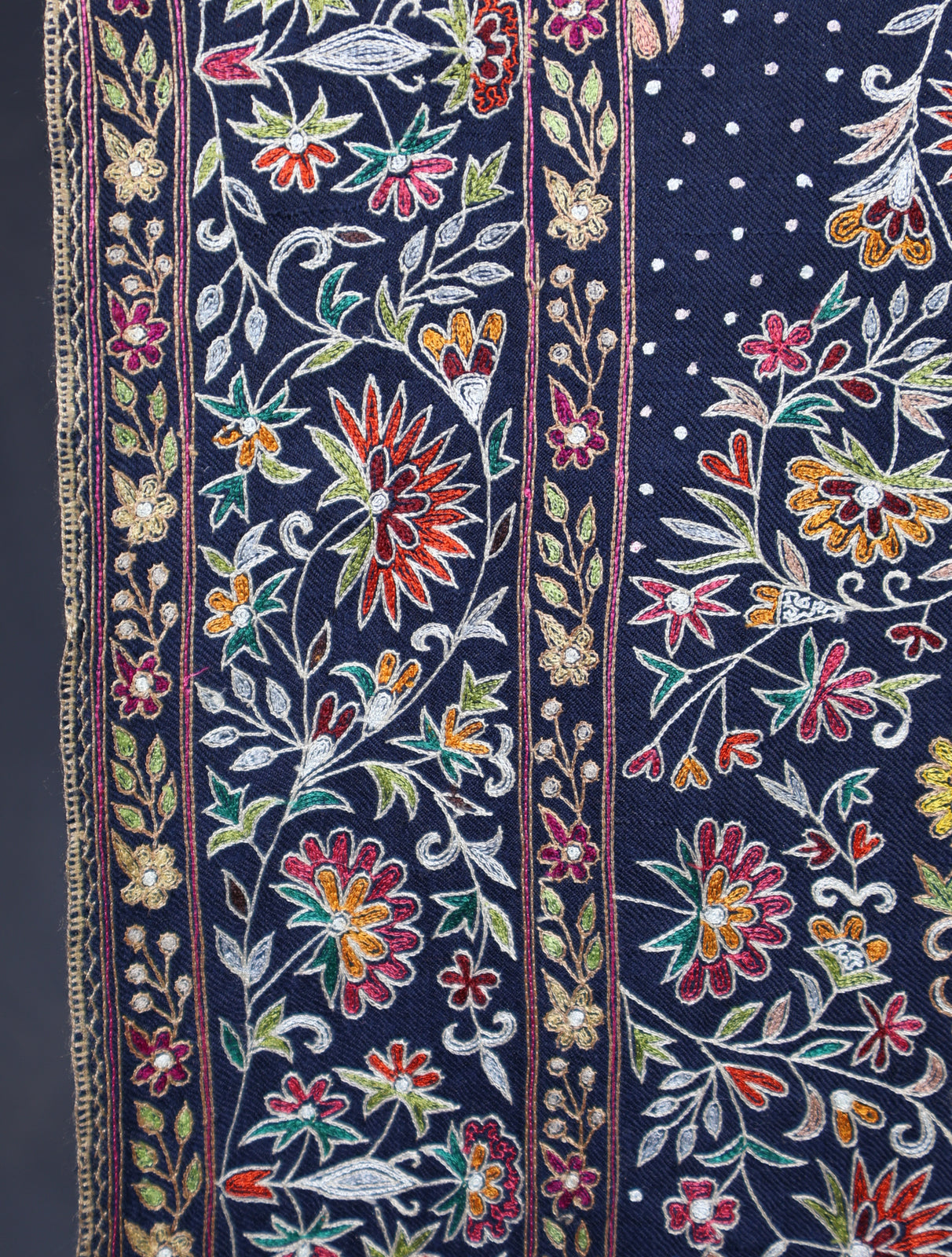 Navy Blue Multicolor Kalamkari Pashmina Shawl